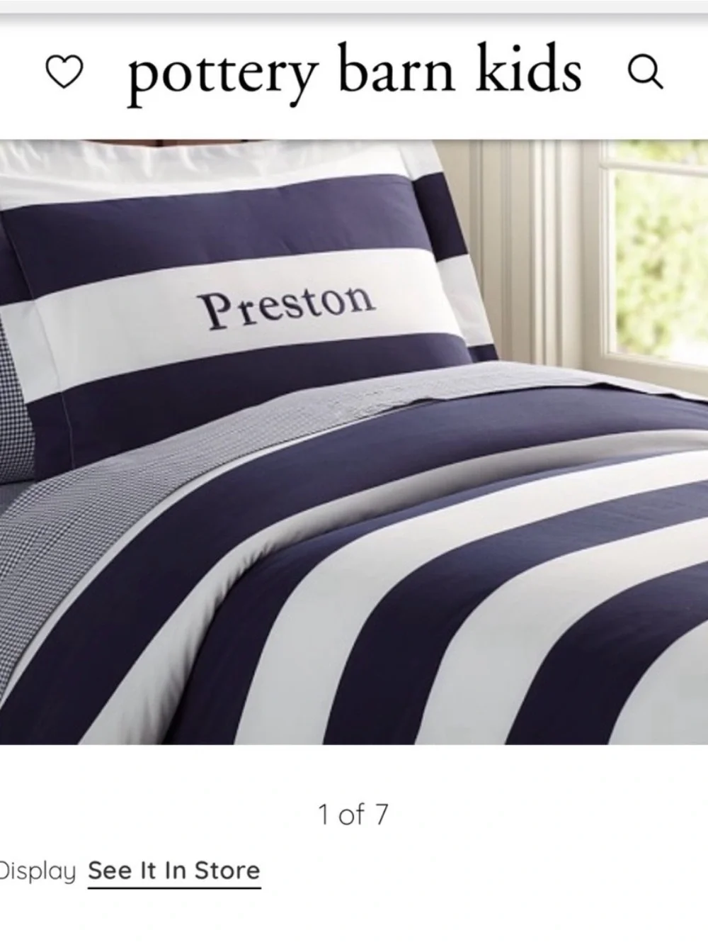 Pottery Barn Kids Rugby Stripe Twin Duvet Covers Set of 2 Navy White Cotton